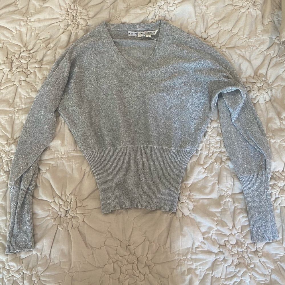 Silver Semi-sheer Sparkly Sweater